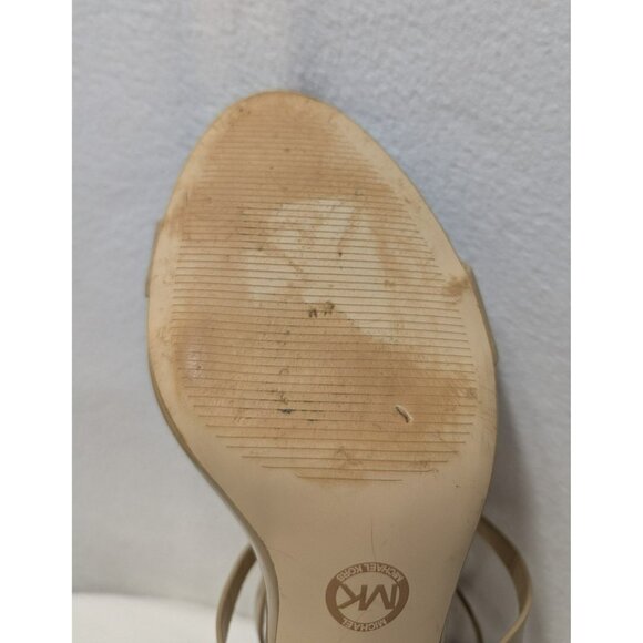 Michael Kors Kaylee Mid Heel Patent Strappy Nude Women Size 9 - Picture 9 of 12